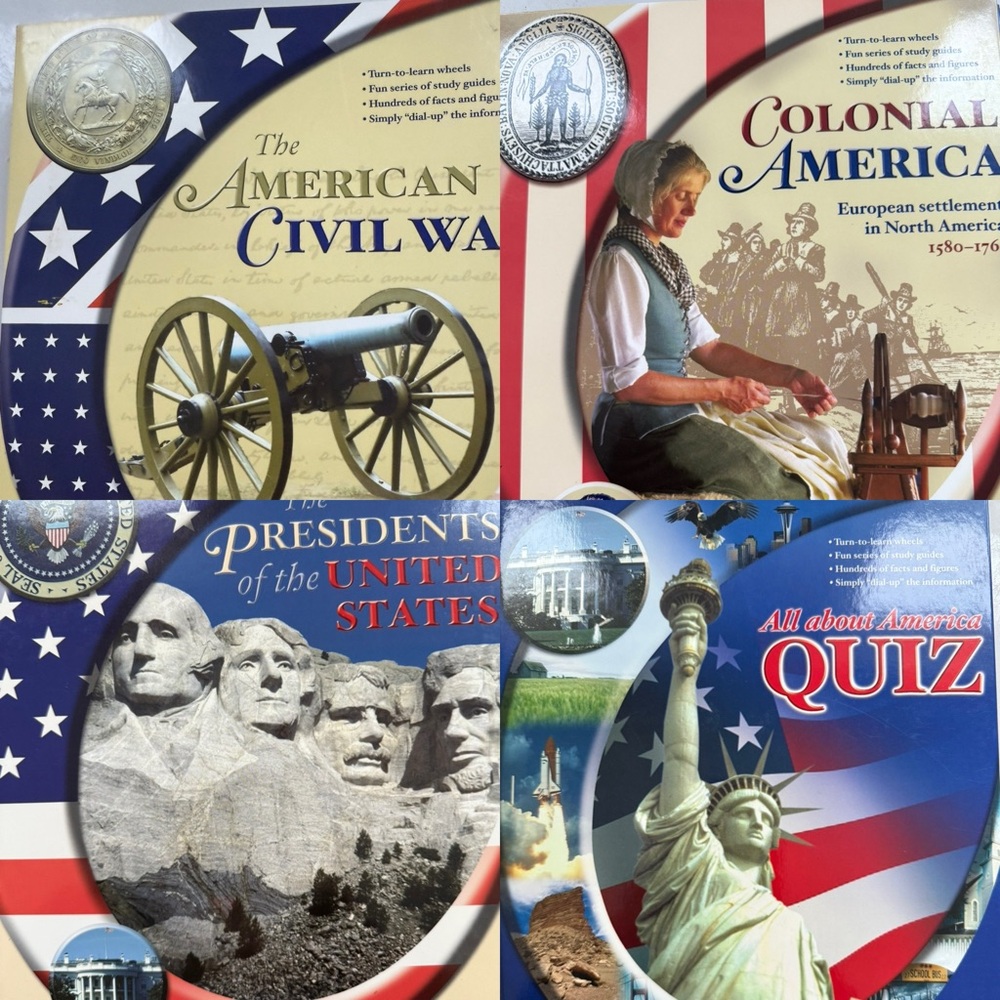 Set of 4 “All About America” Educational History Books | Turn-to-Learn Wheels |
